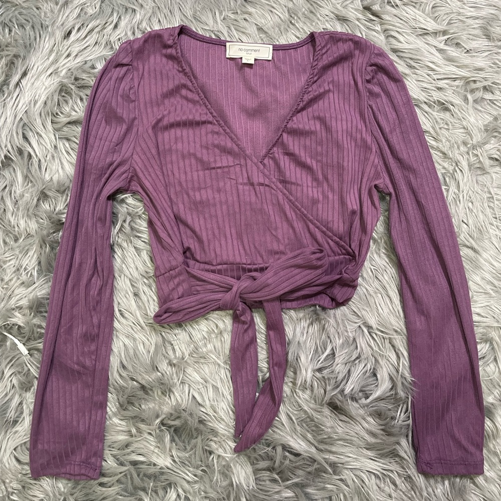 NO COMMENT tie front/back long sleeve top
